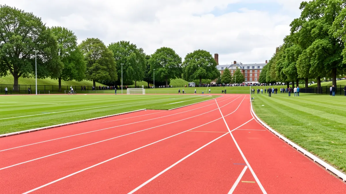 Generic image of a newly resurfaced athletics track in a London park.