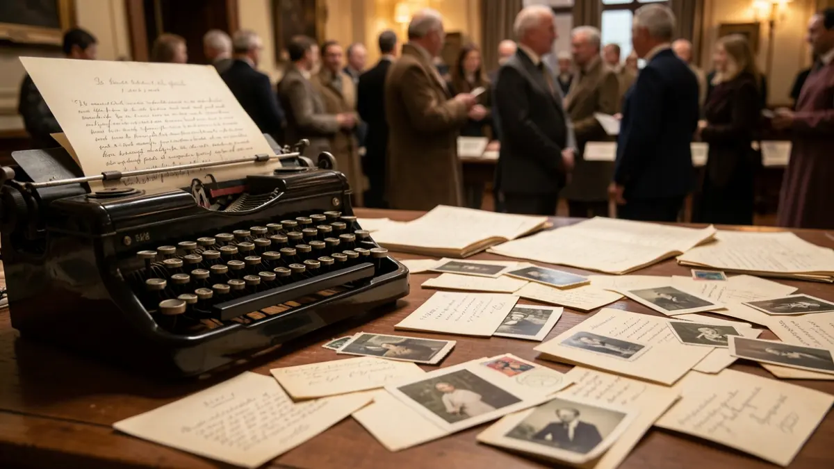 Generic image of a vintage typewriter with a manuscript page and personal letters.