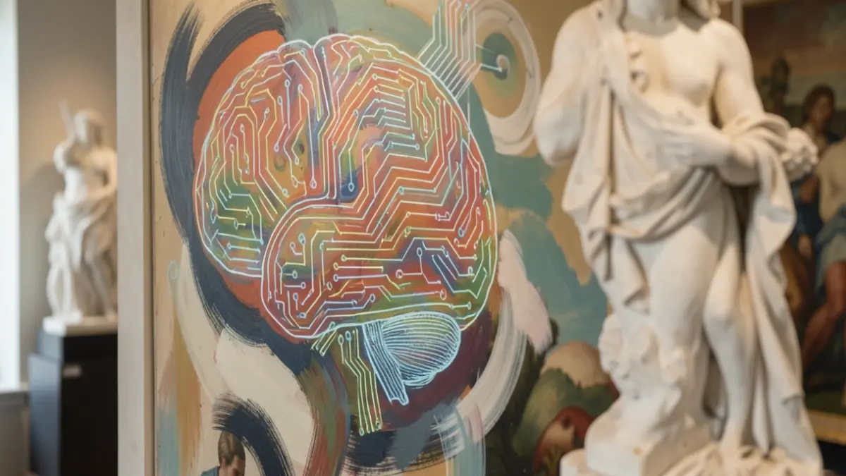 Abstract visual representing the intersection of artificial intelligence and art history.