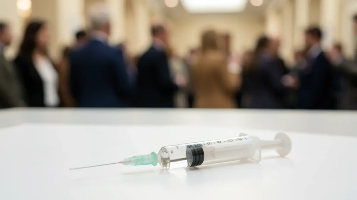 Close-up of a medical syringe.