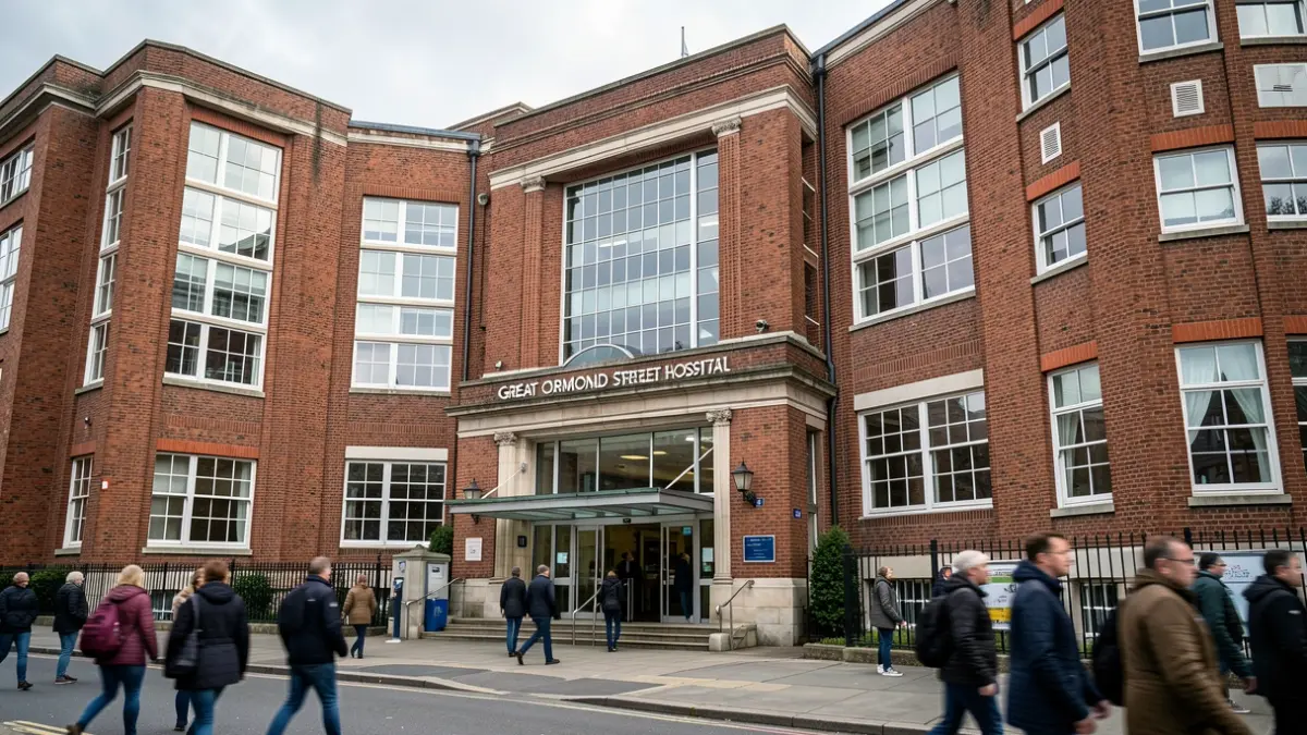 Exterior of Great Ormond Street Hospital (GOSH) in London.