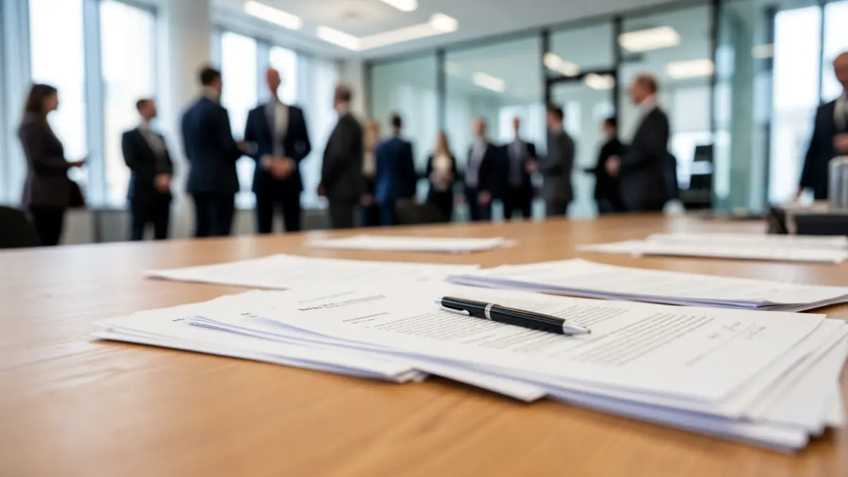 Generic image of a desk with official documents and a pen.