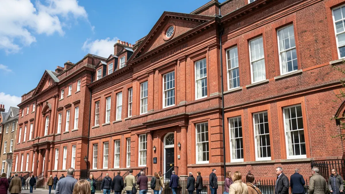 Generic image of a red brick council building in Greater London with a blue sky.