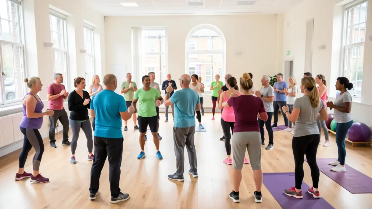 Generic image of a diverse group of adults participating in a health and wellness activity in a community setting.