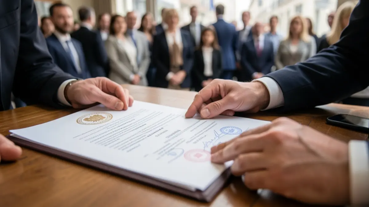 Generic image of official documents being reviewed and approved.