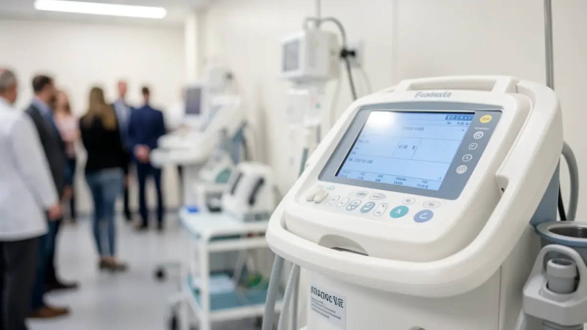 Generic image of a medical defibrillator machine in a hospital setting.
