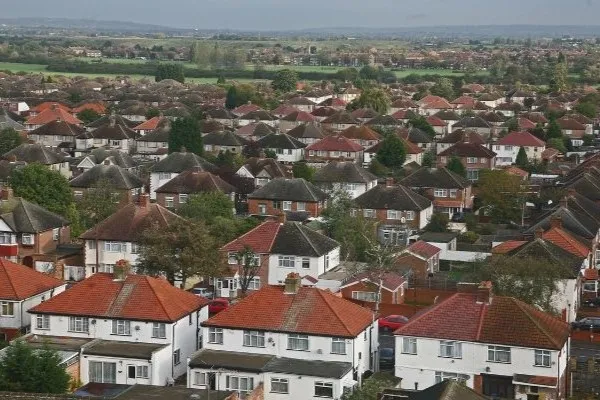 Aerial shot of the borough showing houses