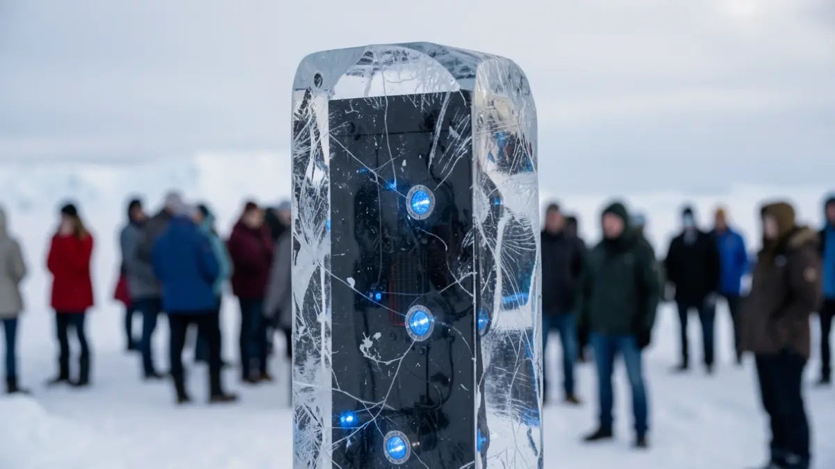 A scientific instrument embedded in Antarctic ice, designed to detect neutrinos.