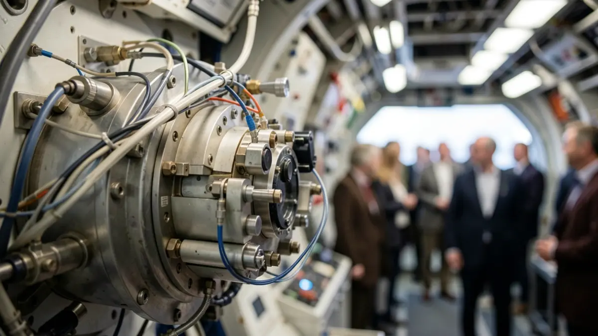 Generic image of scientific instrument with complex wiring and sensors.