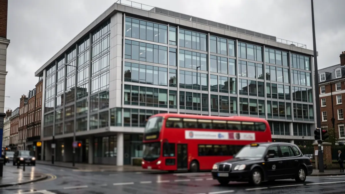 Generic image of a modern hospital building with a blurred street scene in the foreground.
