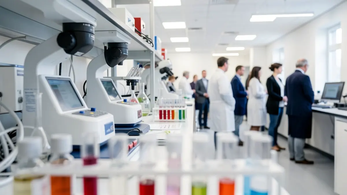 Close-up of medical research equipment in a laboratory.