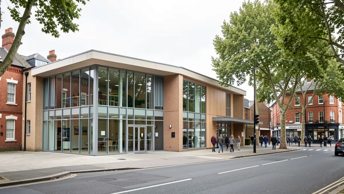 Exterior of the upgraded Putney Leisure Centre.