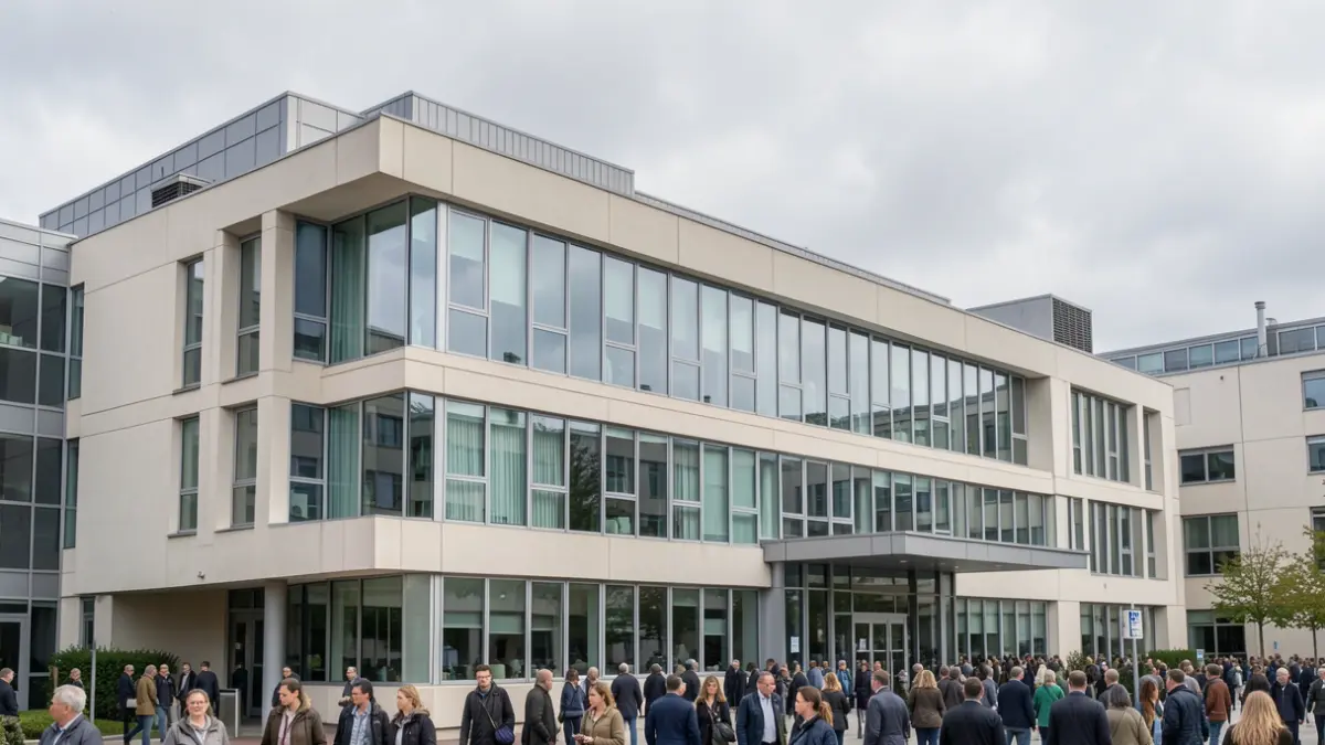 Generic image of a modern hospital building facade with large windows under a soft grey sky.