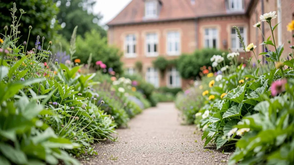 Generic image of a lush garden path leading towards a blurred building.