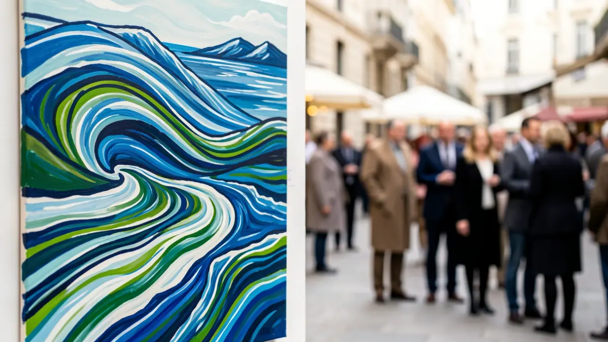 Generic image of an abstract painting with swirling colours and dynamic lines.
