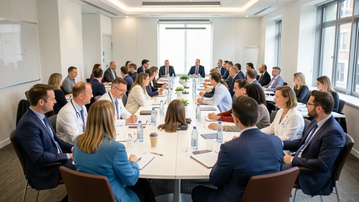 Generic image of a diverse group of professionals attending a meeting.